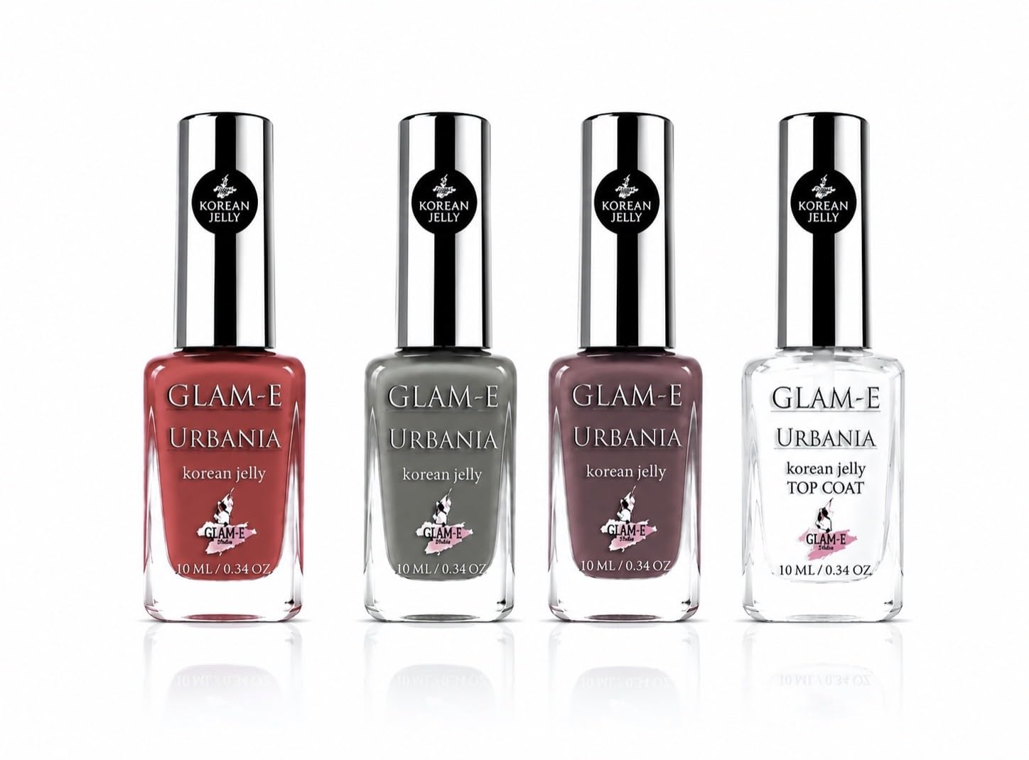 GLAM-E Urbania Korean Jelly Nail Polish I Set of 4 I 10 ml Each I Translucent Jelly Lacquer I High Gloss I No Chipping I Quick Dry I Nail Visible Korean Effect (The Elegantly Diva)-image-7