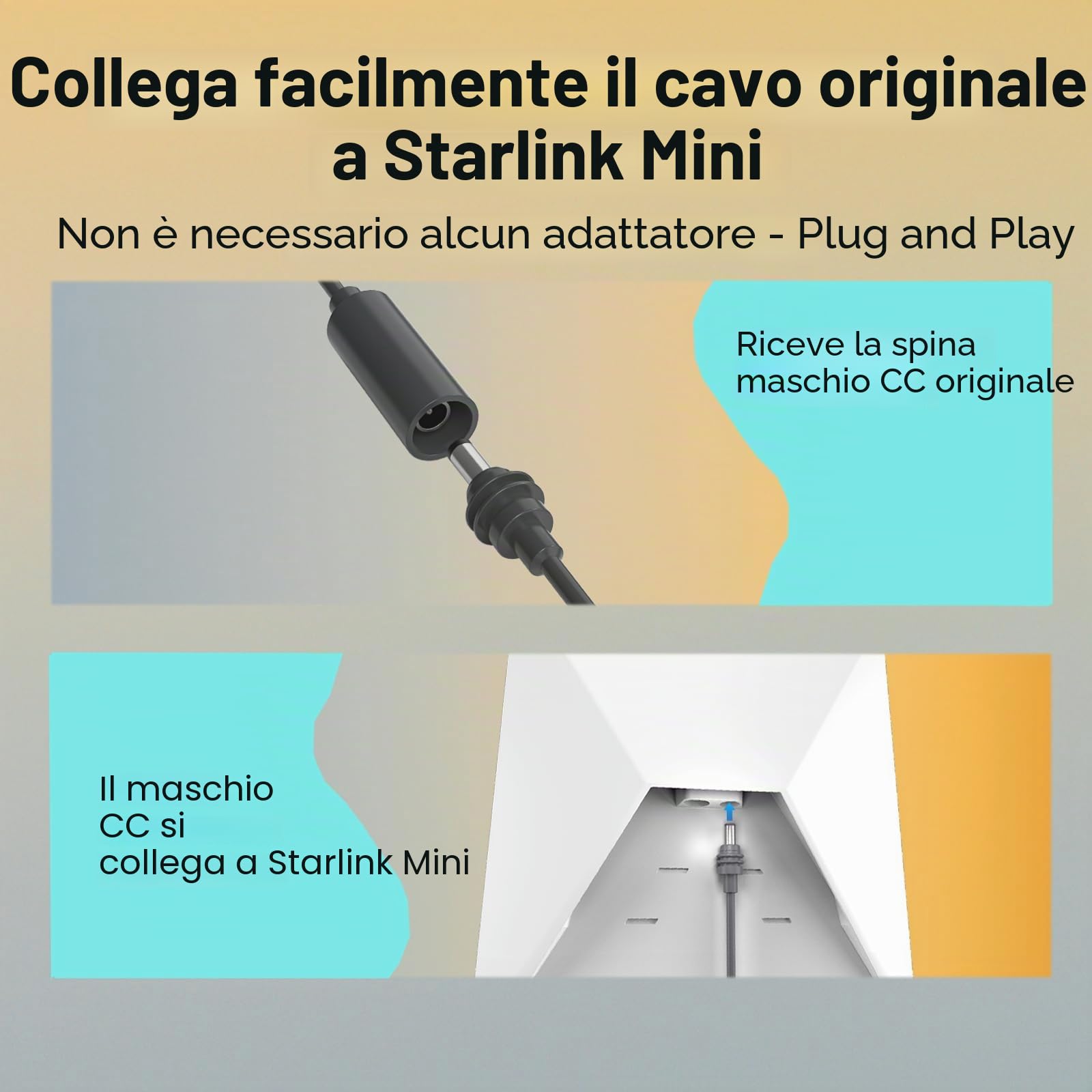Cavo Alimentazione DC Per Starlink Mini – 2m, Impermeabile 18 AWG Con Connettori In ABS - 3