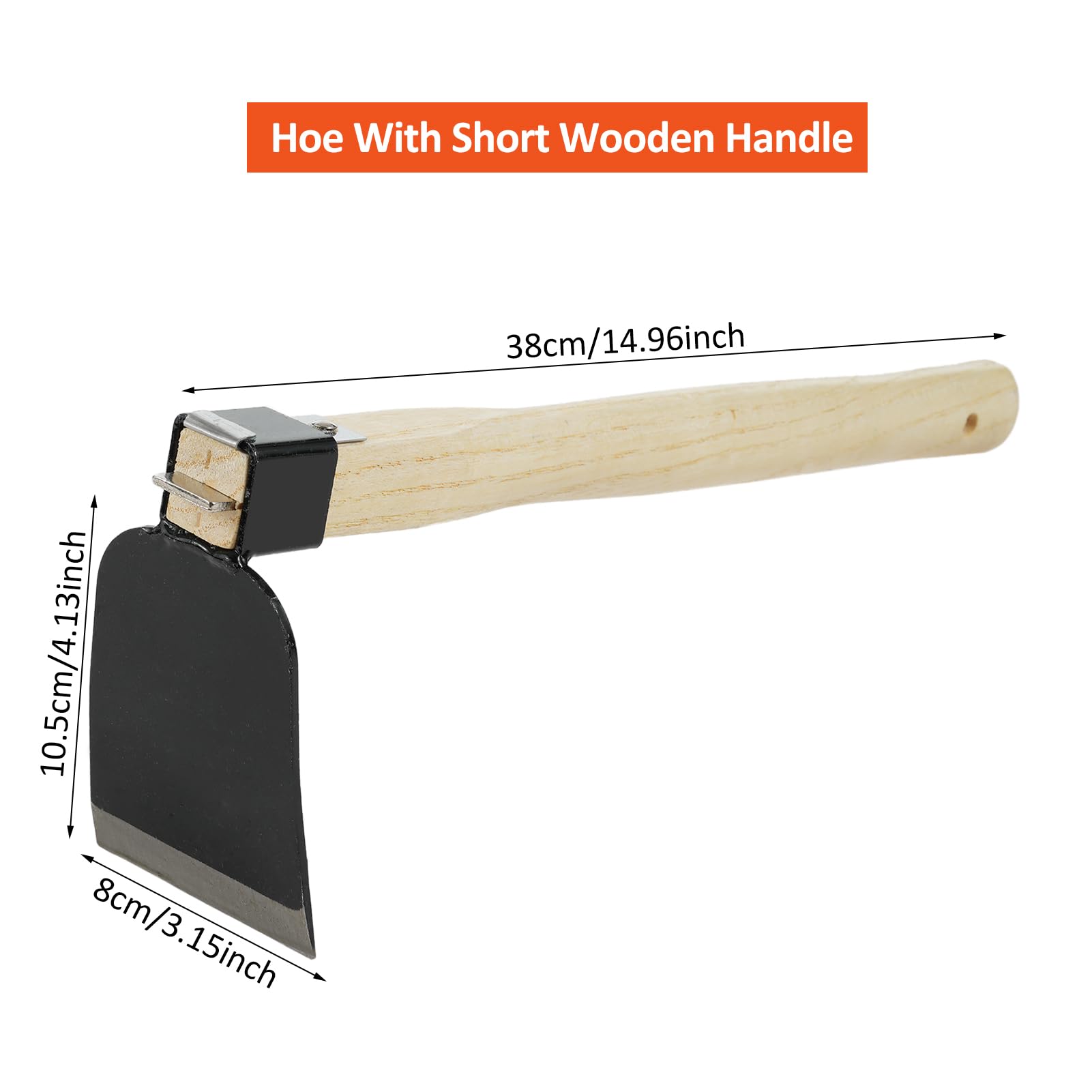 BSEWO Handheld Garden Tool,Hoe With Short Wooden Handle, Handheld Garden Dig Soil Tool, Great for Loosening or Weeding Soil