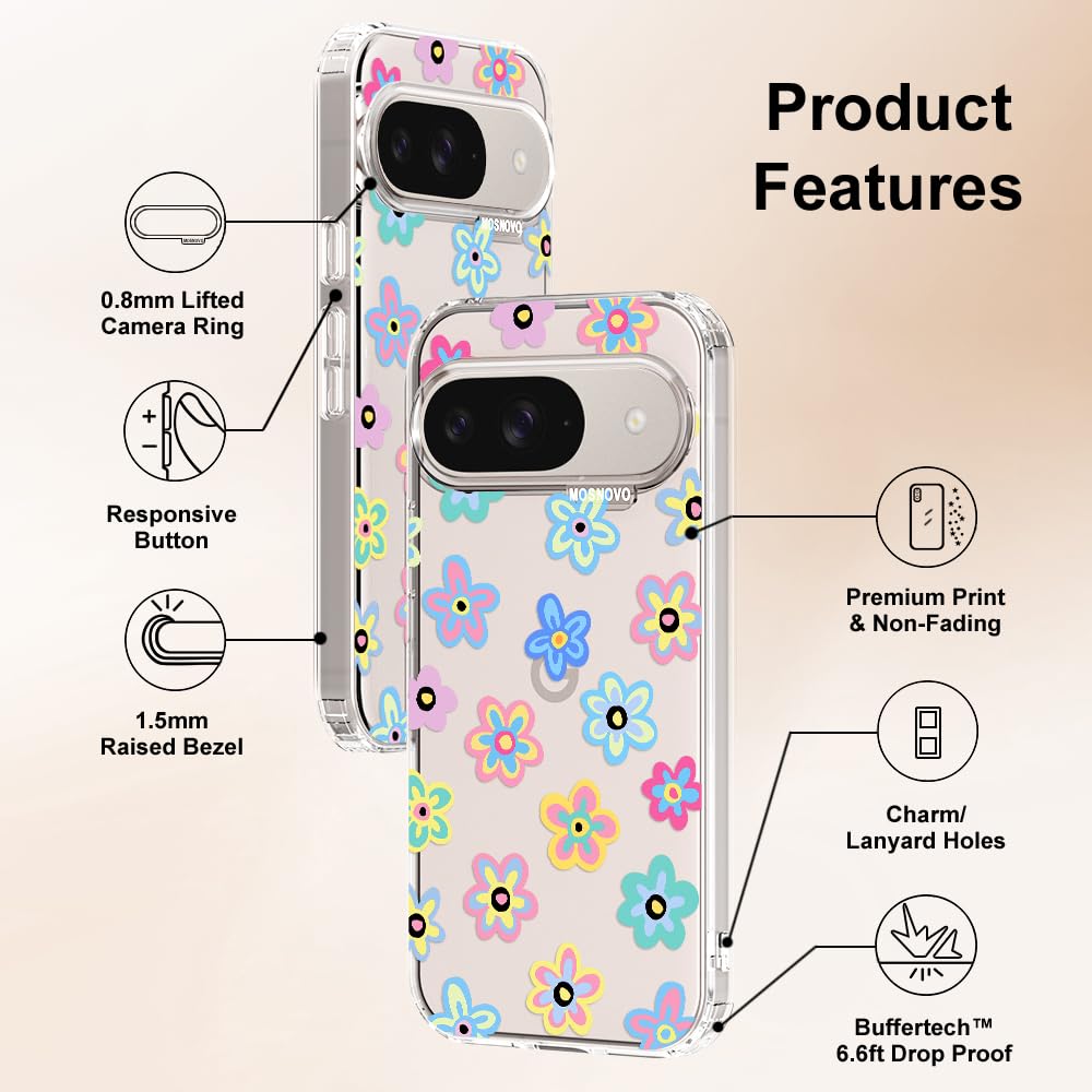 MOSNOVO Case for Google Pixel 10 & Pixel 10 Pro, [Buffertech 6.6ft Military-Grade Drop Protection] [Anti Peel Off Tech] Clear TPU Bumper Phone Case Cover Design - Cute Cherry — view 603