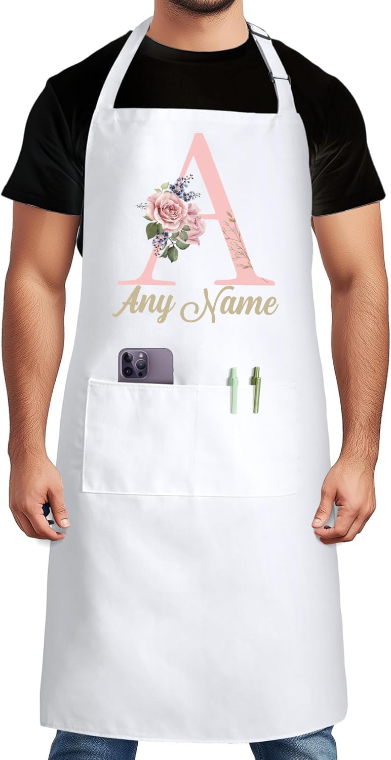 PB TECH Personalised Apron Baking Gift Customisable Initial With Name Gift For BBQ Grill Cook kitchen cooking Apron
