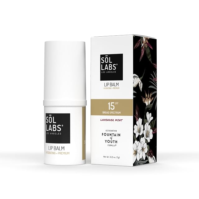 SOL LABS Mineral Lip Moisturizer SPF 15 - Hydrating Lavender Mint Lip Balm with Zinc Oxide - Non-Waxy