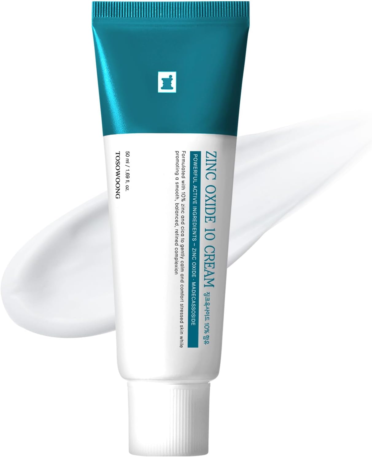 TOSOWOONG SOS Repair CICA Clinic Zinc Cream, 100,000ppm Zinc Oxide, Heal and Soothe Acne, Skin Barrier Repair, Moisture Barrier Cream, Non-Comedogenic, Korean Skincare, 50g, 1.76 oz.