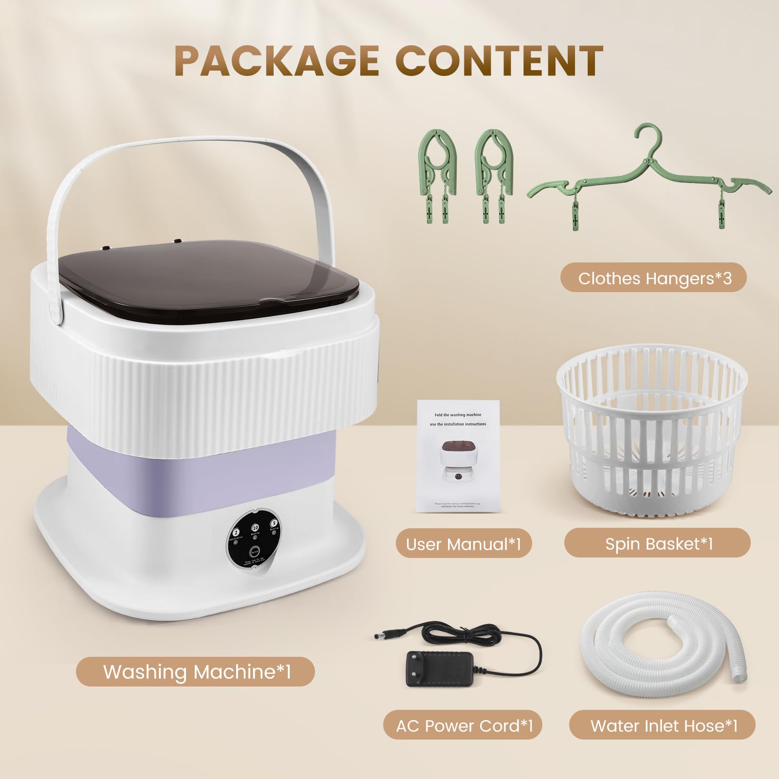 Mini Waschmaschine, 11L Camping Waschmaschine Klein mit Schleuderkorb, Camping Reisewaschmaschine für Unterwäsche, Baby- und Kleinwäsche, geeignet