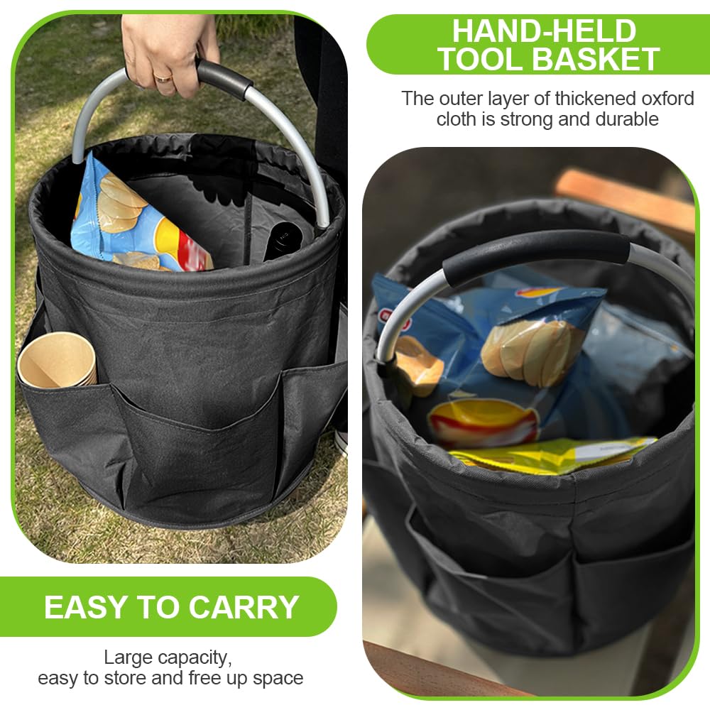 Porta Prodotti Pulizia Organizer 17 L,Secchio Porta Detersivi, Carrello Pulizie con Manico,Contenitore per Utensili per La Pulizia,Borsa per Pulizie Pieghevole,Borsa per Attrezzi da Giardino