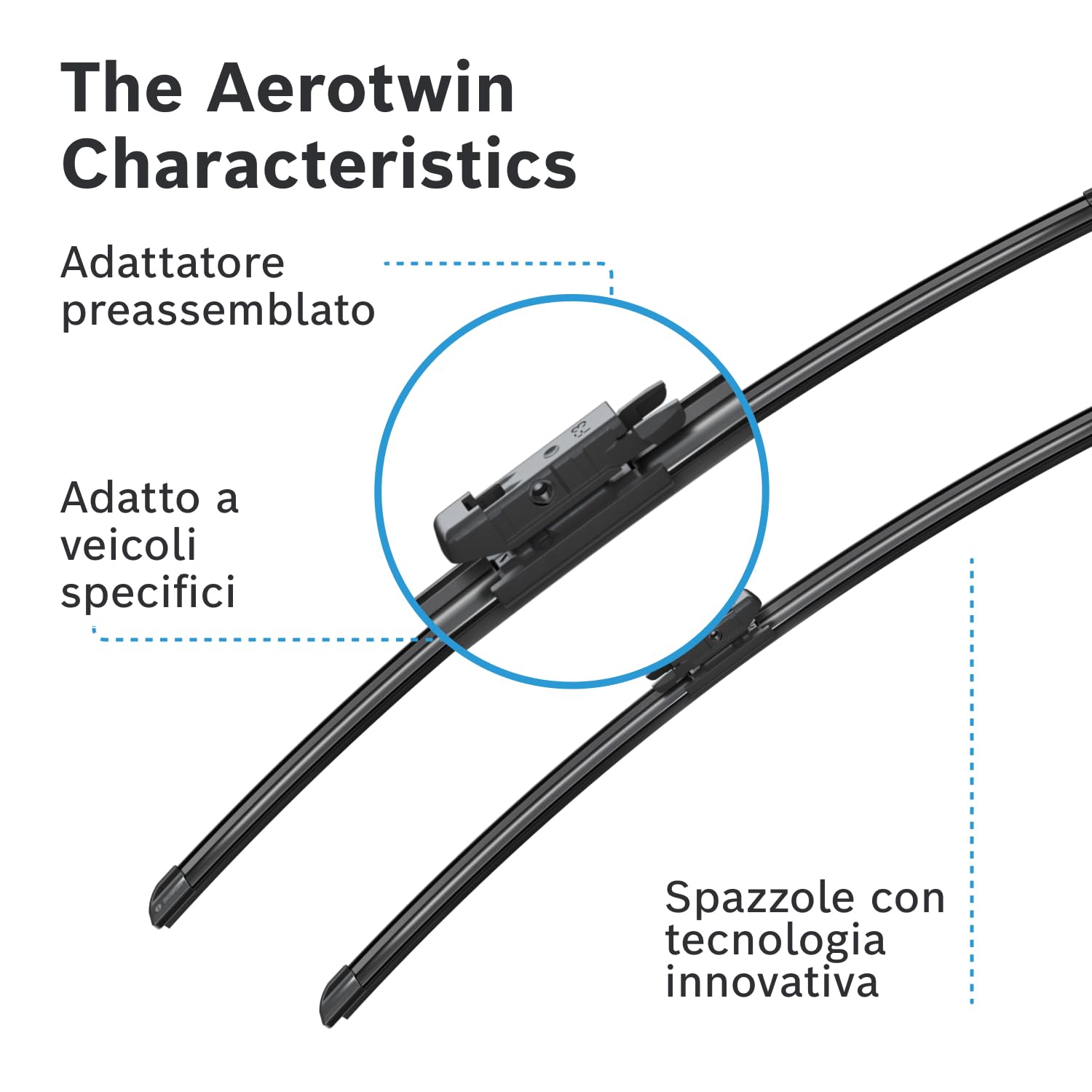 Tergicristalli Bosch Aerotwin A967S, Lunghezza 650mm/575mm, 1 set per parabrezza anteriore