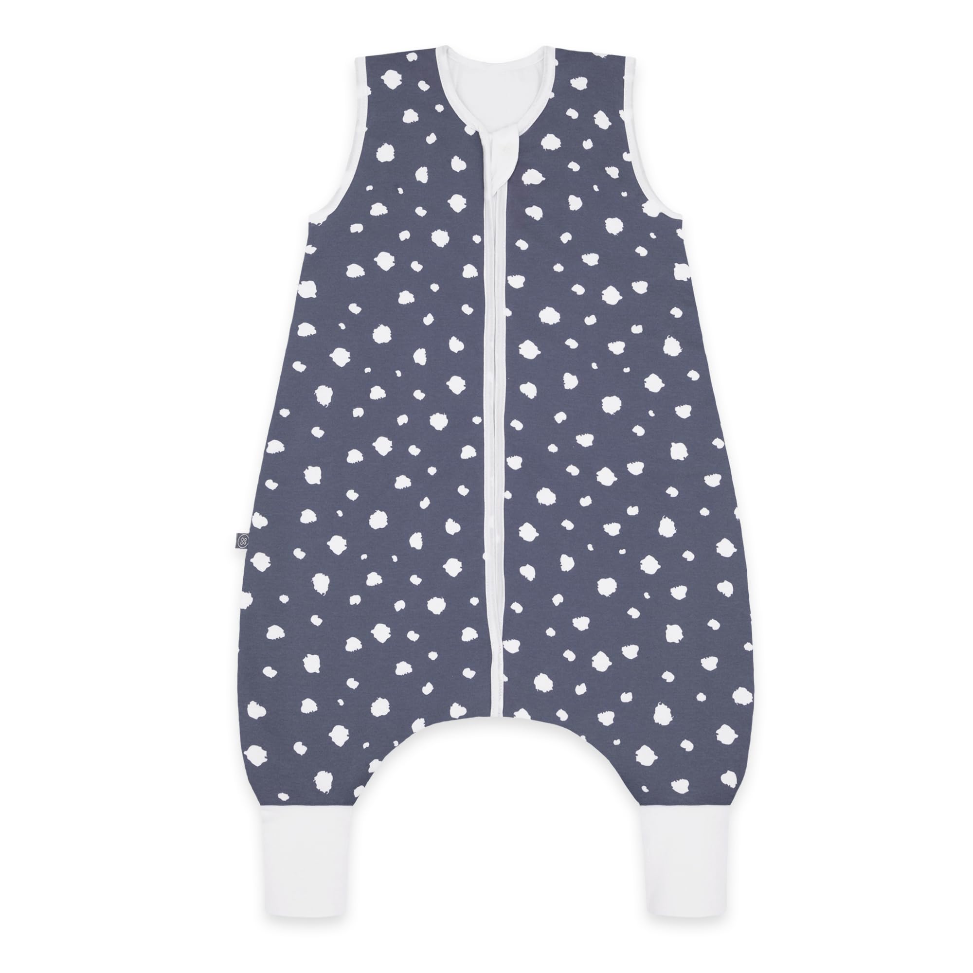 emma & noah Sacco nanna con piedi 2,5 TOG, sacco a pelo per l'autunno e l'inverno, in cotone biologico, certificato Oeko-Tex, morbido sacco a pelo per neonati (pois blu, 70 cm)