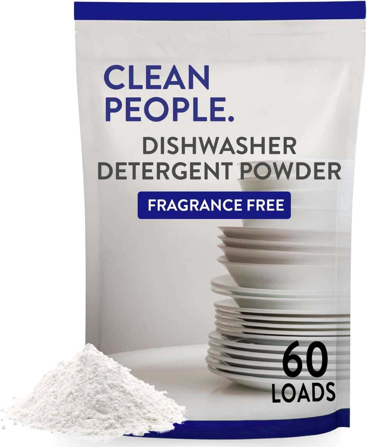 The Clean People Dishwasher Detergent Powder | Cuts Grease and Rinses Sparkling Clean | Residue-Free (30 Ounce, Fragrance Free)