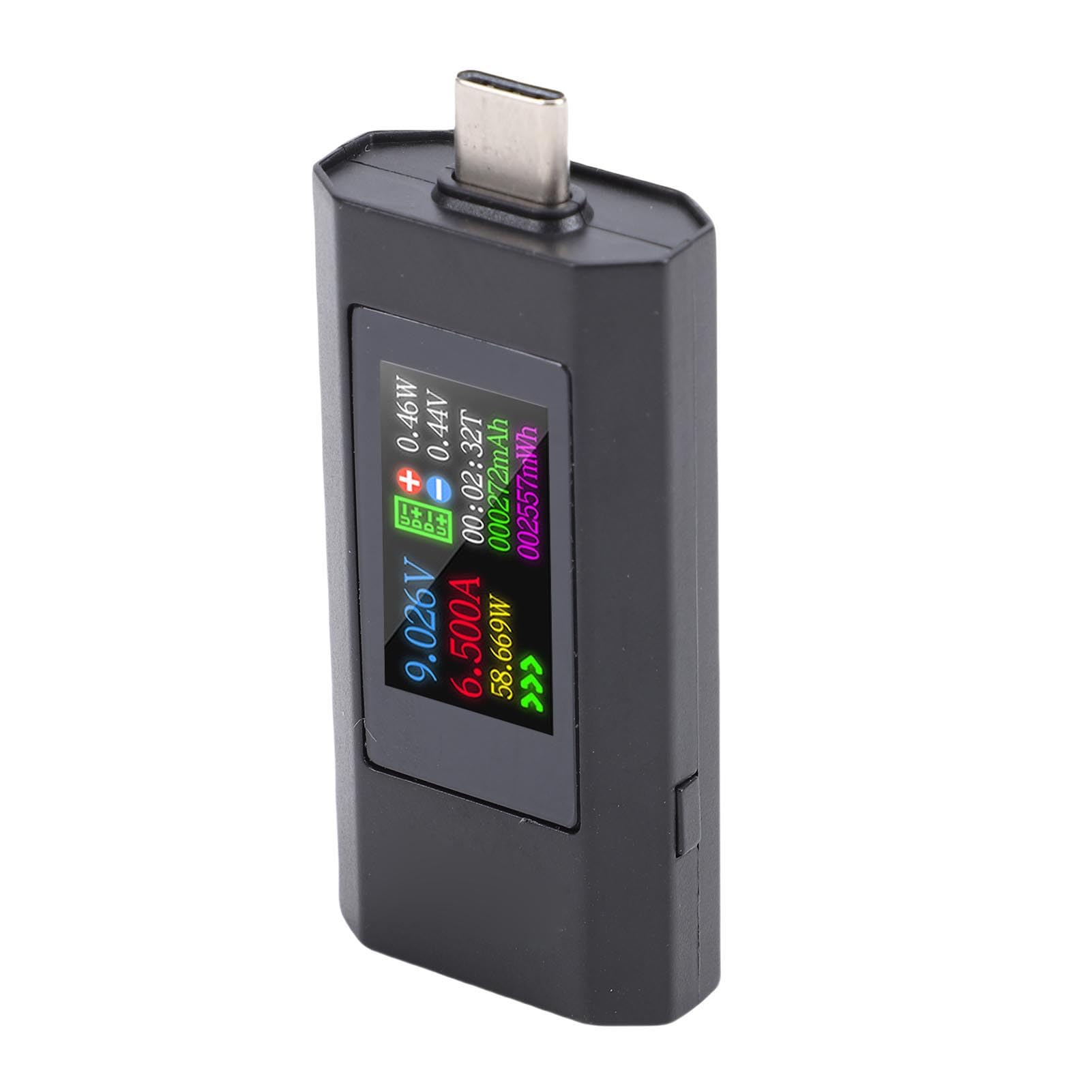 ASHATA USB C Tester USB Power Meter, Digital Multimeter 0 to 6.5A 0 to 195W Voltage and Current Tester, Type C Voltmeter Battery Capacity Volt Ammeter, Working Time Ammeter Voltmeter (Black)