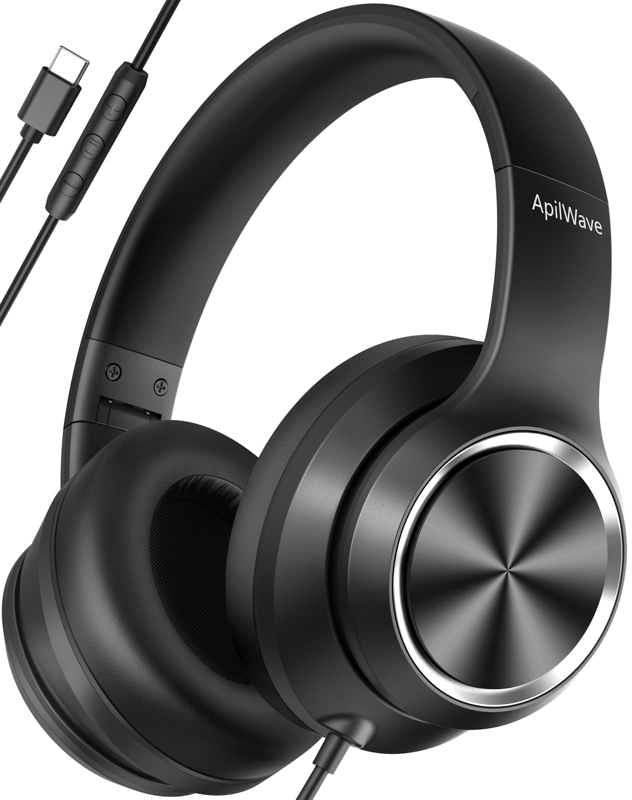 Active Noise Cancelling Headphones, USB C Headphones Wired Headphones Over Ear with HD Mic, Hi-Fi Stereo Sound, Big Bass, Portable Foldable Lightweigh Headphone for Airplane Trave/Office/Game/School-image-15