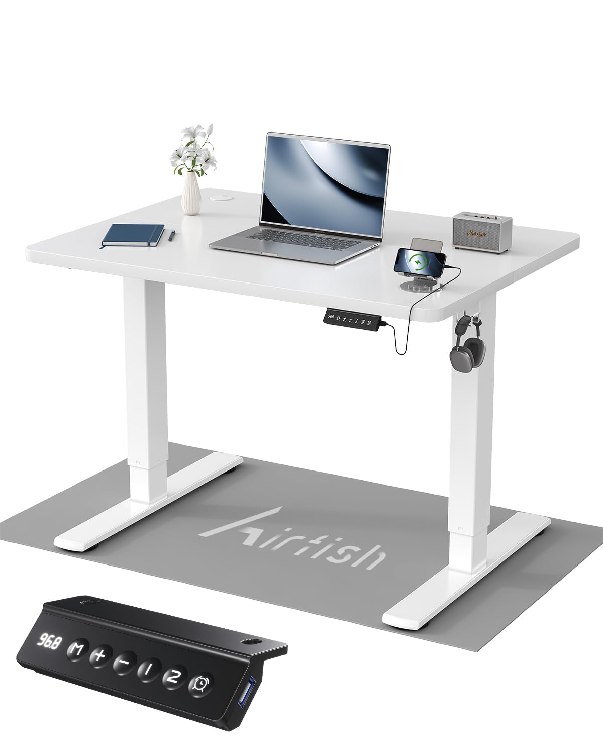 Airfish Höhenverstellbarer Schreibtisch Kinder Schreibtisch Höhenverstellbar Elektrischer mit Memory-Funktion, Bürotisch Höhenverstellbar für Home Office Steh-Sitz Tisch Standing Desk
