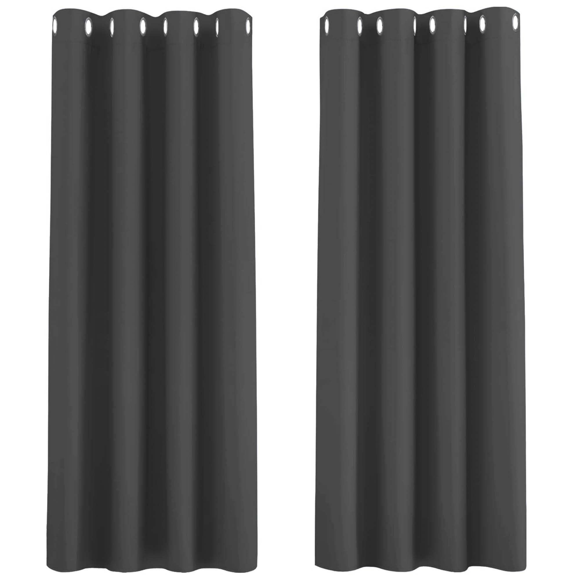 Aspire Homeware Grey Blackout Curtains For Living Room - Bedroom Eyelet Curtains 66X90 Inch Drop Thermal Insulated Super Soft Window Treatments Black Out Curtain + Tiebacks Size 2
