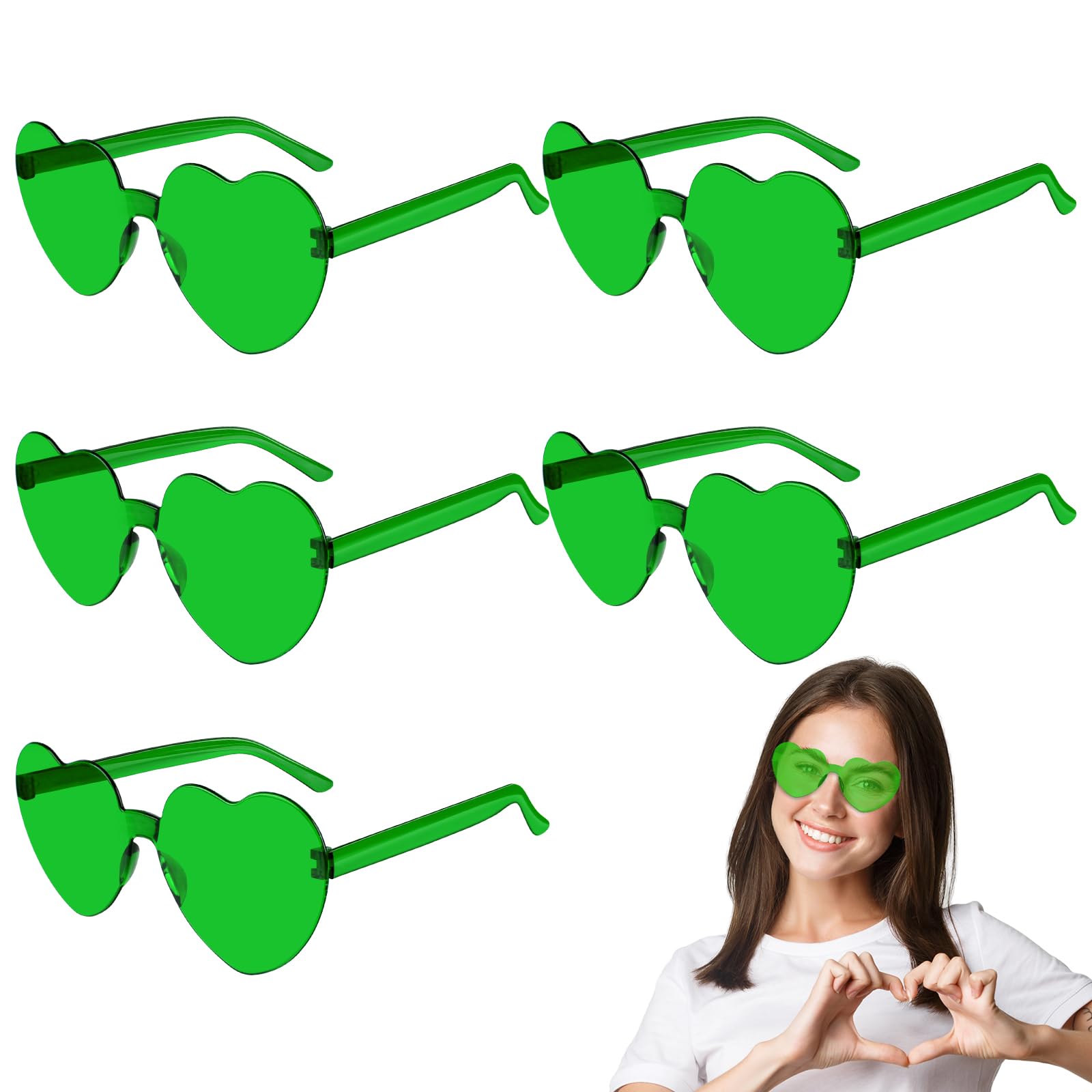 PLULON Heart Sunglasses for Women 5 12 25 Pcs Heart Glasses Valentine Day Rimless Shaped Candy Color Fun