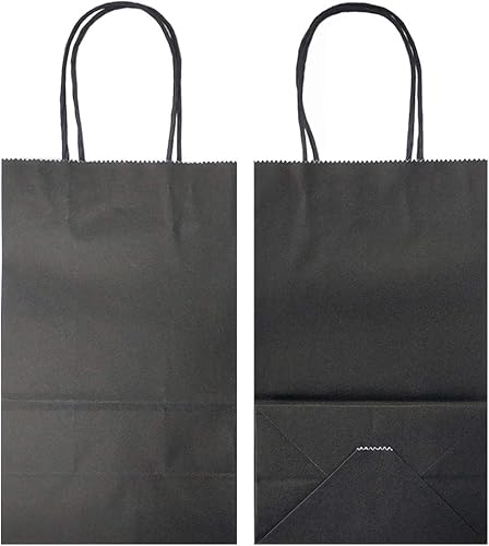 Miniatura 5 de AZOWA Bolsas de regalo de papel kraft negro con asas (negro, 12 piezas, 5 x 3.1 x 8.2 pulgadas)