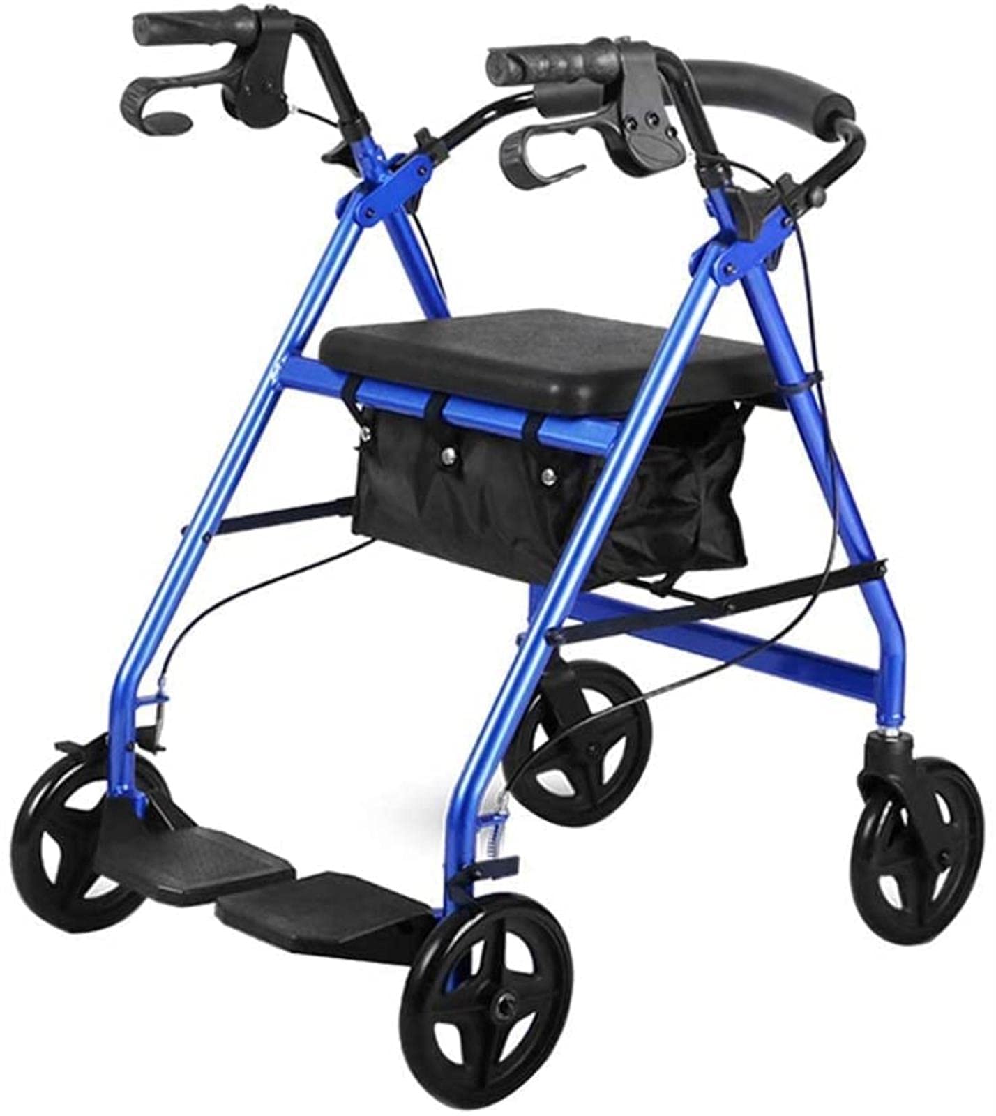 Rollator Walker, ruote da 8 pollici, ausilio per la deambulazione in alluminio resistente, schienale/sedile, sedia da trasporto per
