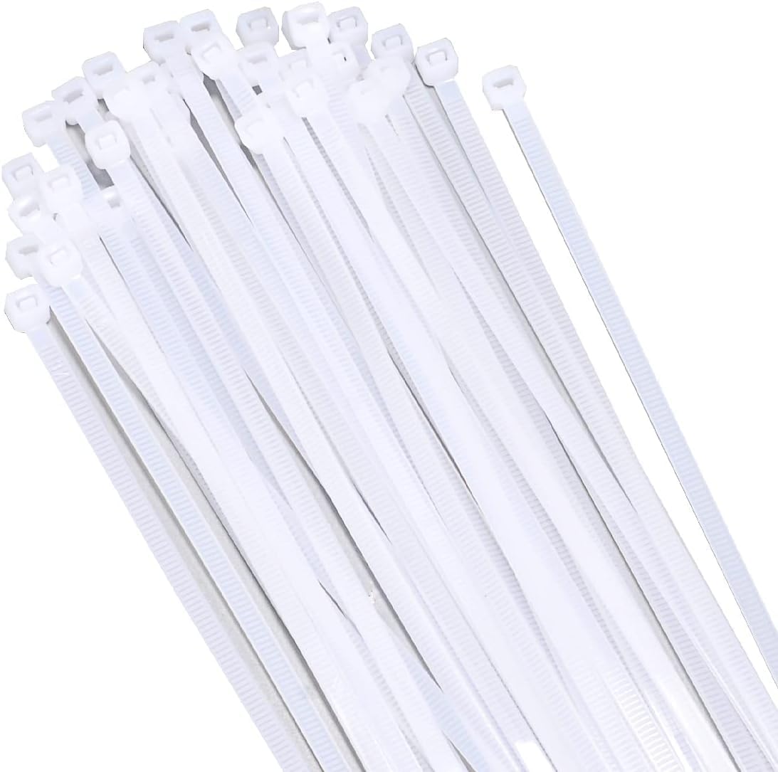 White Zip Ties 12 Inch Bulk 2000 Pack Heavy Duty Cable Ties 50 lbs Tensile Strength UV Resistant Nylon Self Locking Wire Ties for Indoor Outdoor Industrial Use