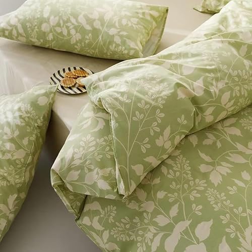 Miniatura 5 de KAREVER Juego de edredón botánico verde tamaño Queen, edredón floral salvia para mujeres y niñas, edredón verde matcha con plantas florales de