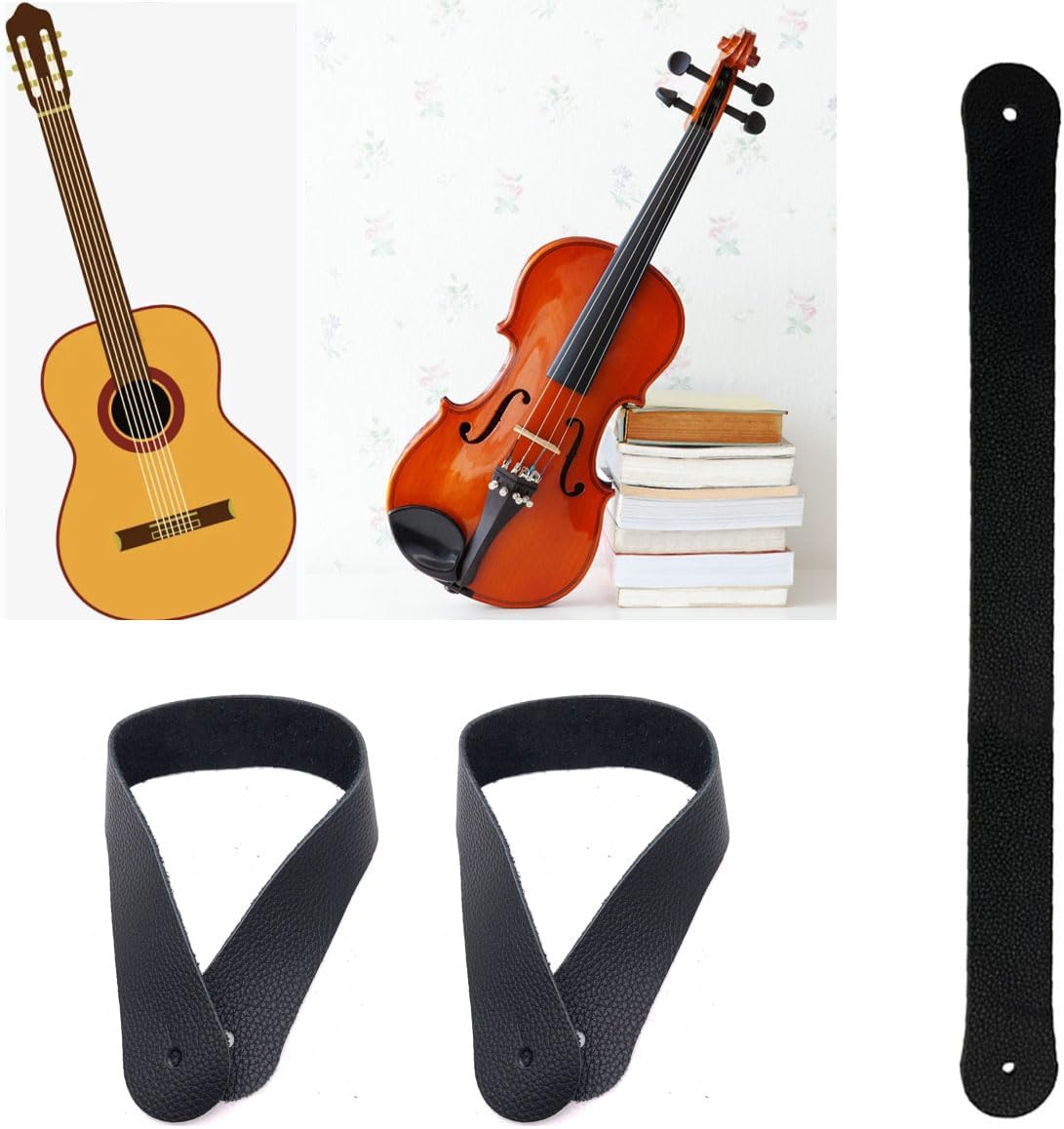 3Pcs Leather Guitar Wall Hanger Strap Violin Hanger Strap for Home Studio Music Room Decor Display String Instrument Accessories Long