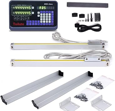TOAUTO 12 & 40 2 Axis DRO Digital Readout Linear Scale 300mm+1000mm Linear Encoder for Milling Lathe Machine