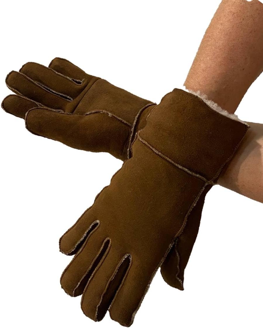 Lukkizara Leather Gloves for Mens Women Shearling Sheepskin Fu Winter Warm Gloves S-2XL