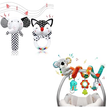 XIXILAND Baby Rattles 0-6 Months Black and White High Contrast Baby Toys & Car Seat Toys Baby Toys 0-3 Months, Infant Toys 0-6 Months Newborn Toys for 0 3 6 9 12 Months Girls Boys