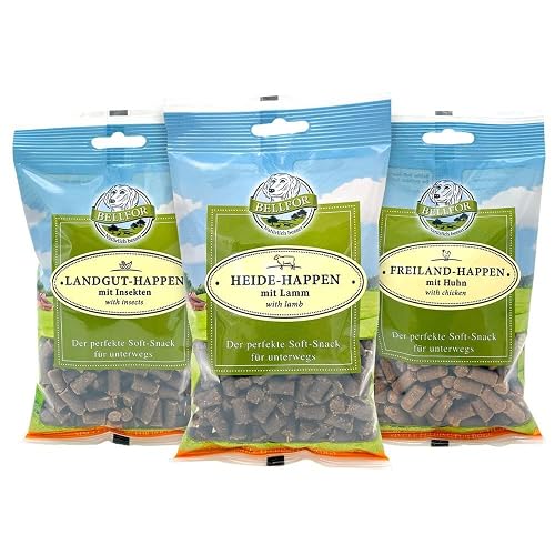 Bellfor Set 3 Snacks Blandos para Perros sin Cereales - Mix Pollo, Cordero e Insectos