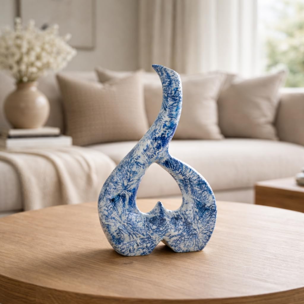 The Pottery Muse Decorative Big Heart Shape Ceramic Flower Vase - Dark Blue | Home Decor Accent with Unique Glazed Finish, Perfect for Living Room, Office or Gift-picture-10