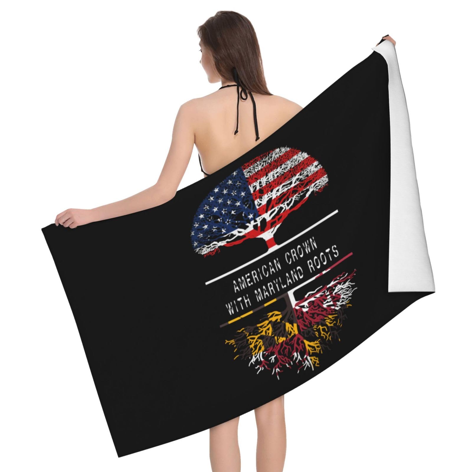 HLBSDM Microfiber America Crown with Maryland Roots Beach Towel Quick Dry Soft Sand Free Beach Towels for Pool Swim Beach Lightweight Thin Towels