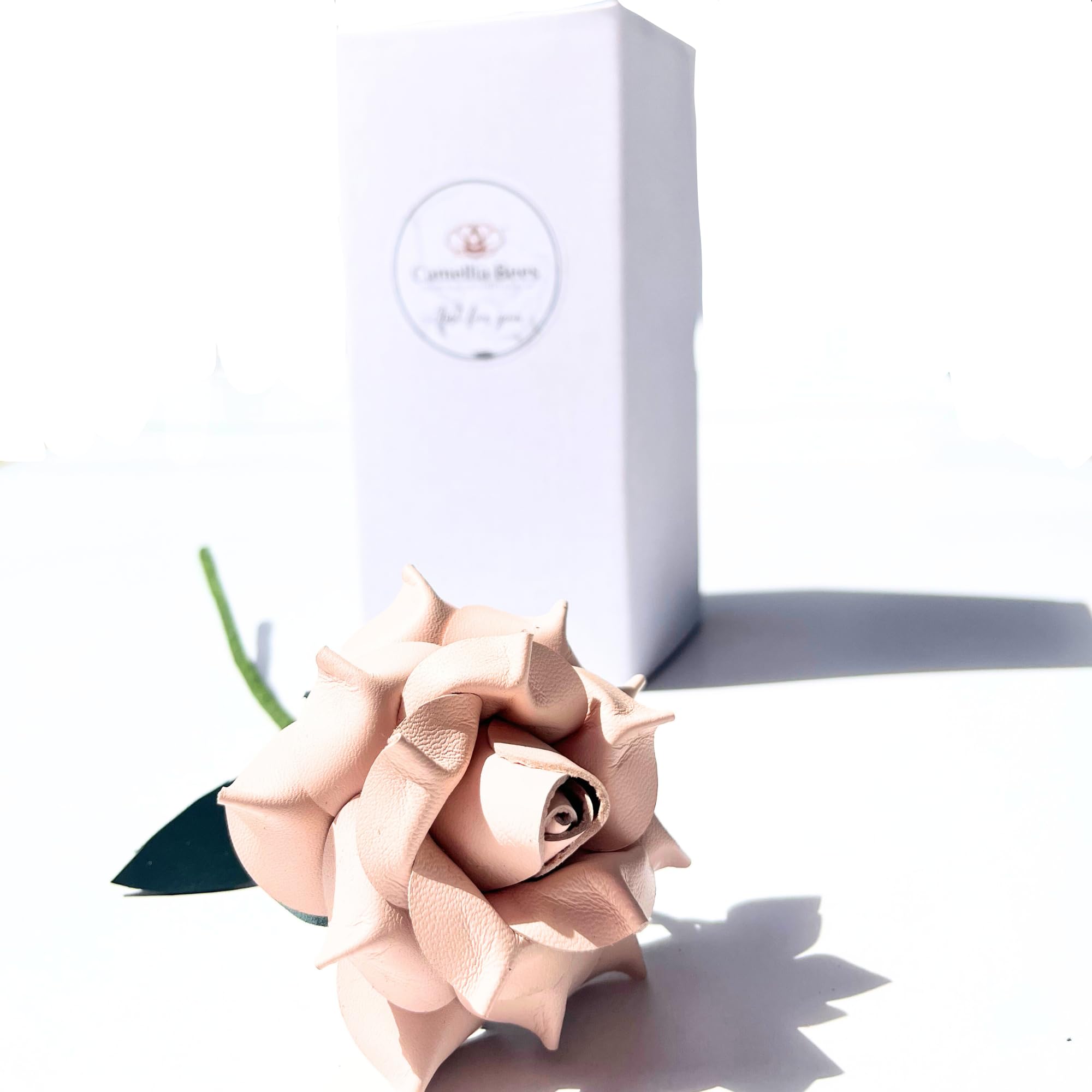 Camellia Bees Leder-Rose Geschenk für sie/Ihn zum Valentinstag, Muttertag, Hochzeitstag (Pink)