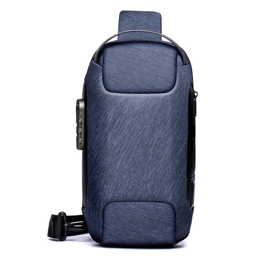 ZYINGAnti theft Crossbody Sling Bag with USB Charging Port, Fit for 9.7'in iPad, Blue, Normal