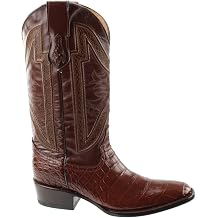 Ferrini Italia Mens Stallion American Alligator Narrow Square Toe Pull On Dress Boots Mid Calf - Black