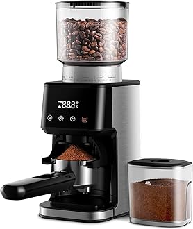 Conical Burr Coffee Grinder with Digital Timer Display, Electric Coffee Bean Grinder with 51 Precise Settings for Espresso/Drip/Pour Over/Cold Brew/French Press, Matte Black