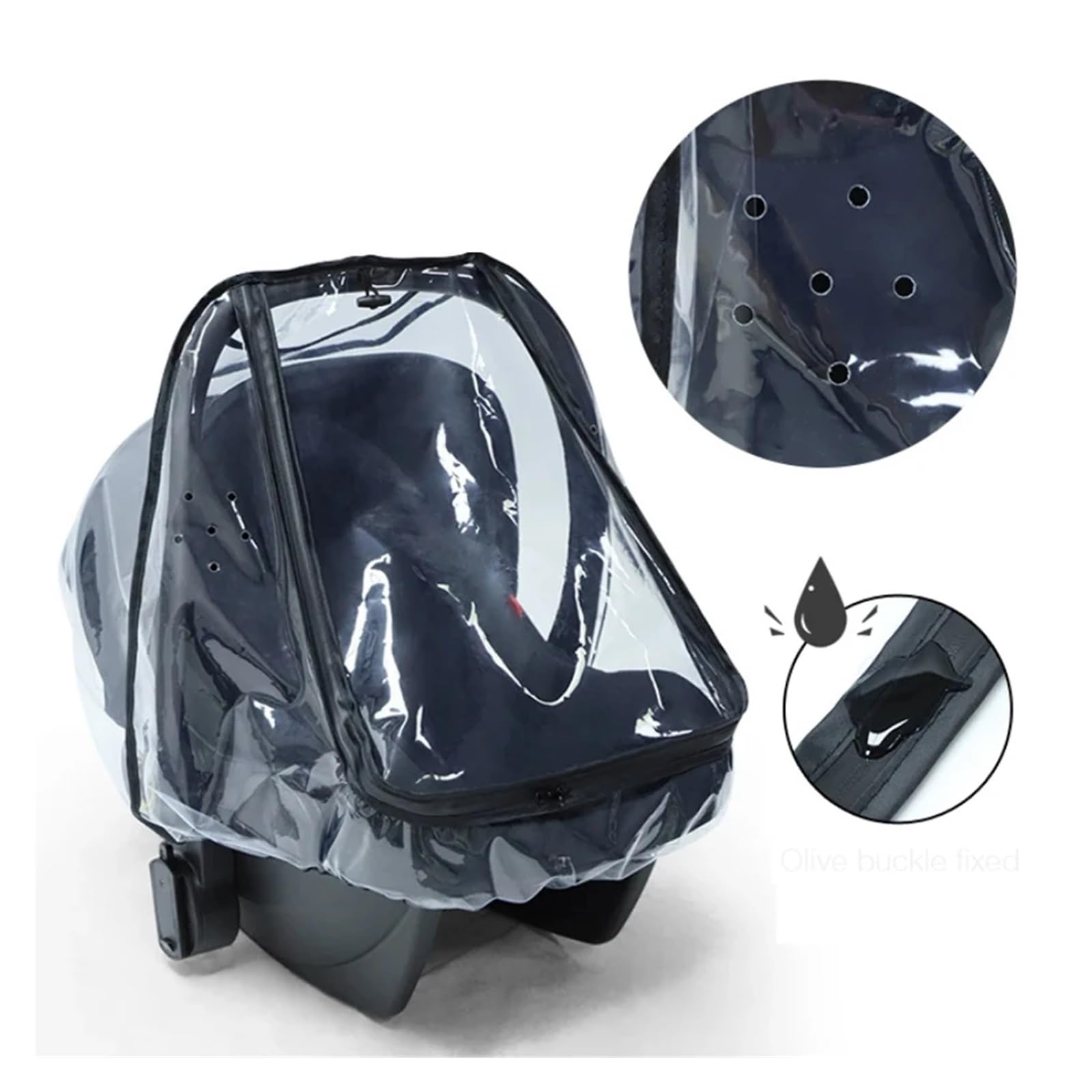 Habillage Pluie pour Poussette Housse de protection contre la pluie for siège de sécurité for enfant Housse de protection transparente en EVA for poussette Housse anti-poussière à double fermeture écl