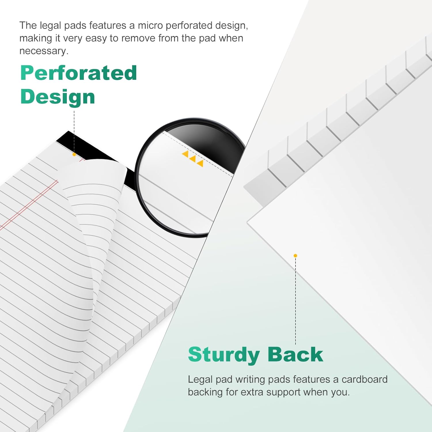 Legal Pads 5x8 Inch, 4 Pack, Narrow Ruled, 5x8 White Legal Pad, Mini Double-Sided Printing Notepad Perforated Note Pads 5x8 Lined Paper, Lined Writing Pads for Office Home School, 30 Sheet/Pad - Image 3