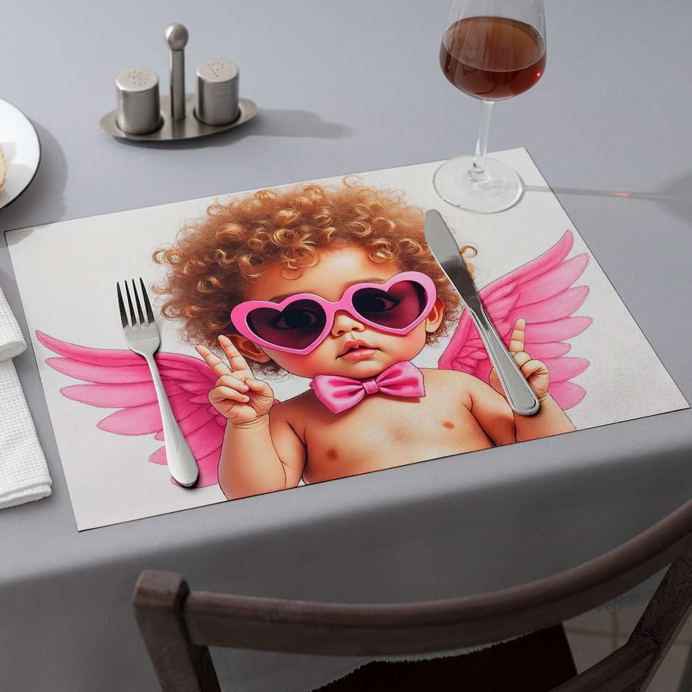 Set de table de Pâques anti-tache motif ange et fraise pour protéger votre table - 4