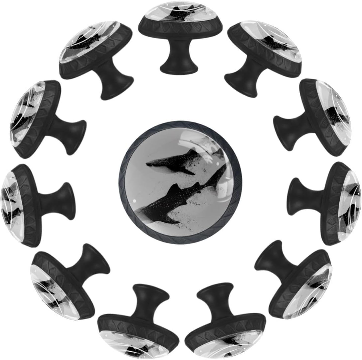 Black Starfish Coral Shell (2) Printed Drawer Pulls, Sturdy Cabinet Knobs for Bedroom Furniture and Closet