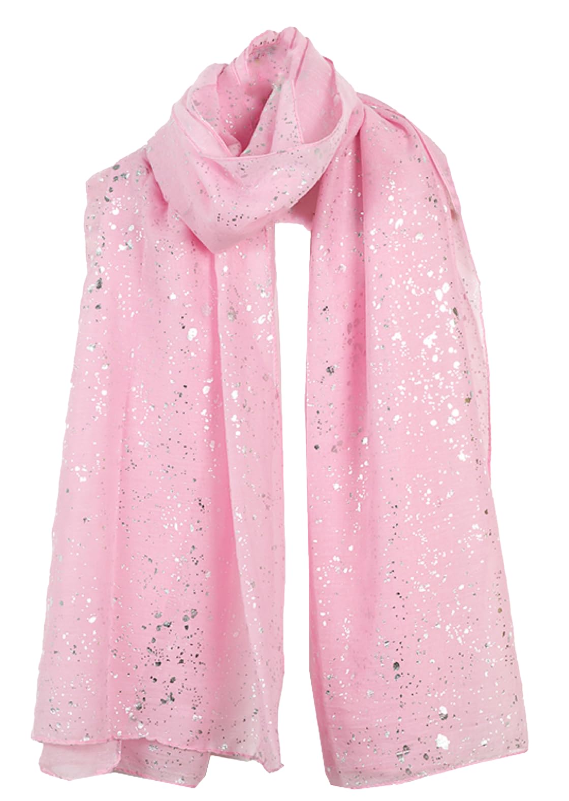 World Of Shawls Women's Silver Sparkle Baby Pink Evening Wrap Stole Shawl For Wedding, Bridesmaid, Parties, Prom Scarf (Silver Sparkle Baby Pink)