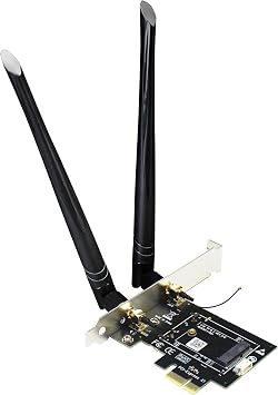 GLOTRENDS WA01 M.2 E Key to PCIe X1 WiFi Bluetooth Adapter for M.2 WiFi 4/5/6/6e/7/Coral TPU Module, with 6-dBi SMA Antenna Kits