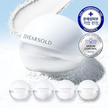 [23YEARSOLD] Derma Thin Zero Sebum Powder (White) Sensitive-Skin Friendly Oil-Control Setting Powder, Lightweight Pore-Blurring Formula for a Smooth, Long-Lasting Matte Finish, 1.4 oz