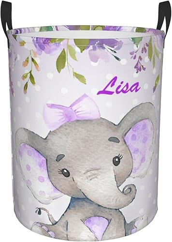 Cesta de lavandería personalizada con nombre, plegable, impermeable, con asas, para dormitorio, ropa y juguetes