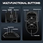 MechLands Aula SC620 Gaming Mouse, 2.4G/USB-C/BT Wireless Mouse with 400mAh Battery, Adjustable 12,000 DPI & 1000 Polling Rate, PAW3311 Sensor, RGB Lighting, Programmable Buttons, for Win/Mac (Black)