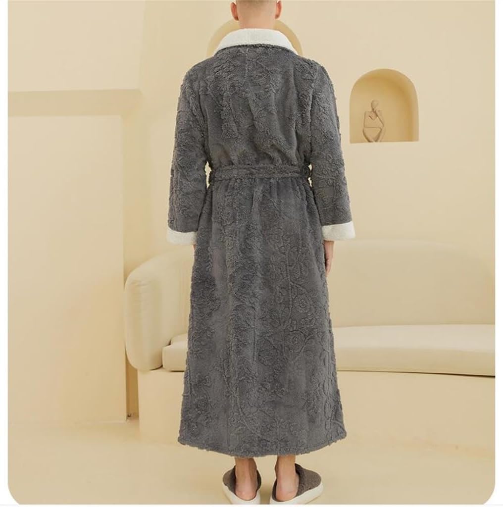 Cotton Velvet Nightgown Winter Long And Oversized Velvet Bathrobe Men's Layered Thickened
