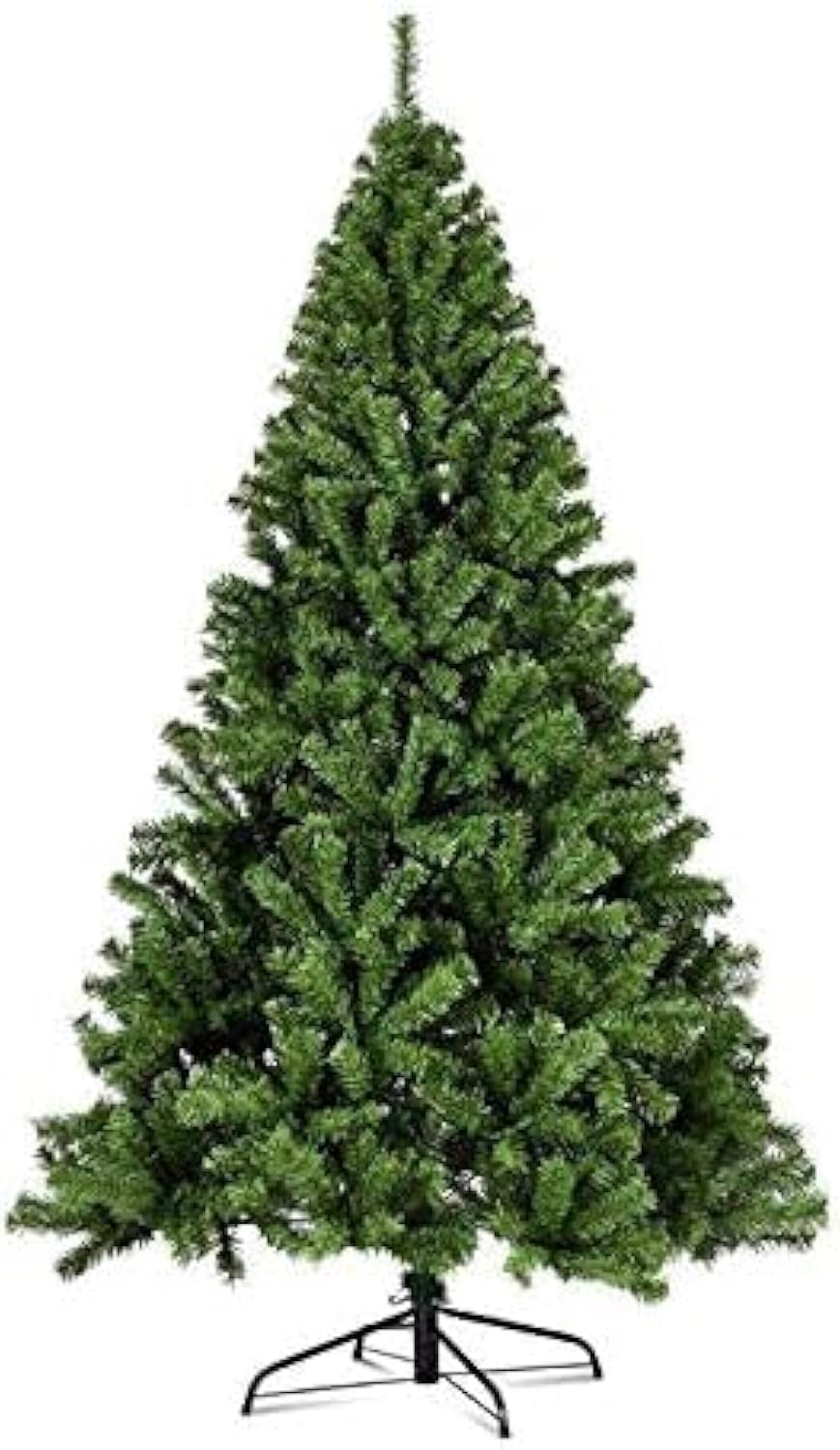 Artificial Christmas Trees Decorations Holiday Xmas Tree Hinged Christmas Tree with PVC Branch Tips and Foldable Metal Stand for Home Office Party Indoor Outdoor Decor (1.8M/6FT 800 Branch Tips)