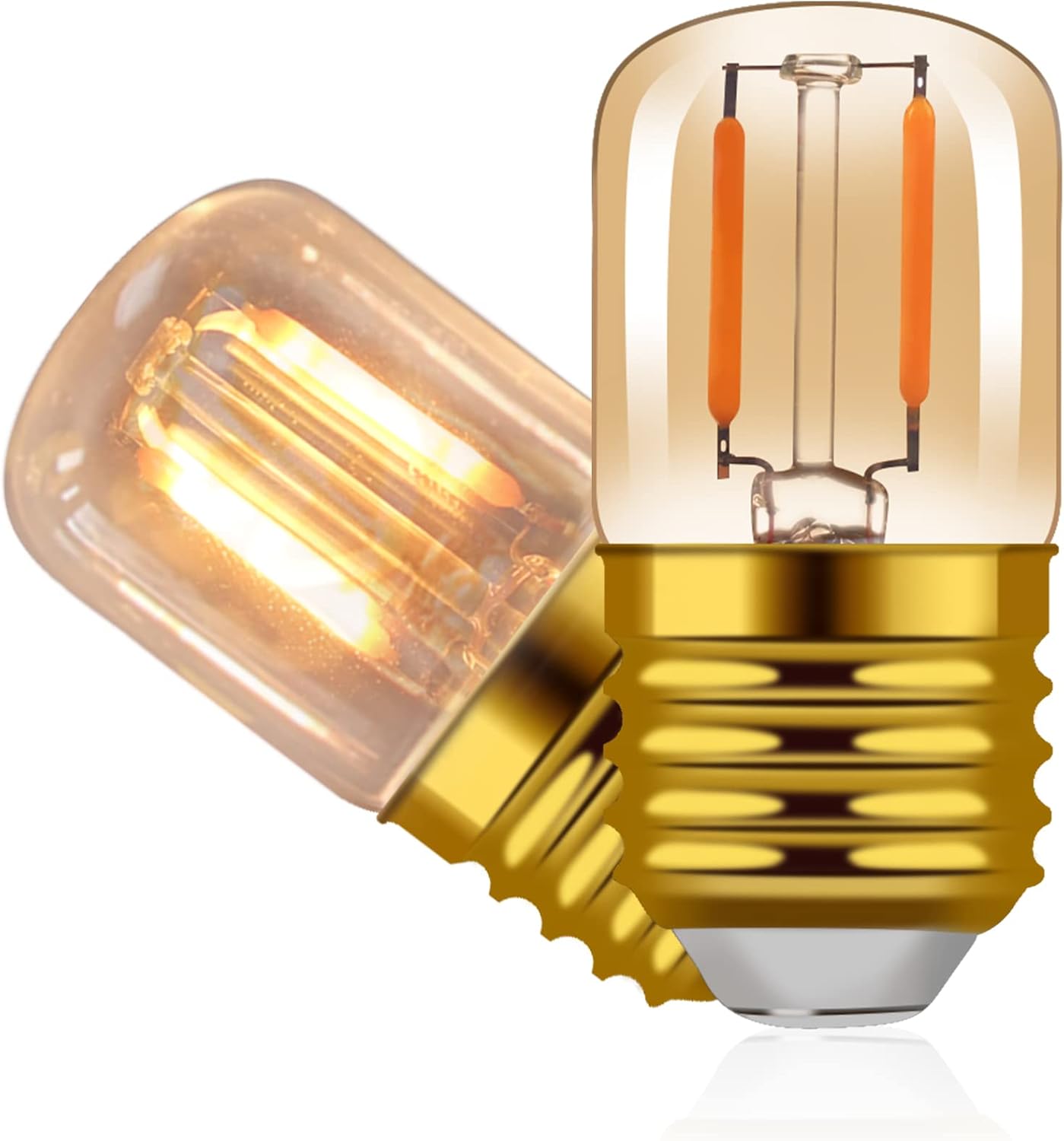 E26 LED Amber Night Light Bulbs 1W, T28 Mini Edison Tube Lamp 2200K Warm, 10W Incandescnet Equivalent,Non-Dimmable Replacement Decorative Bulb Oven Bulb 2 Pack