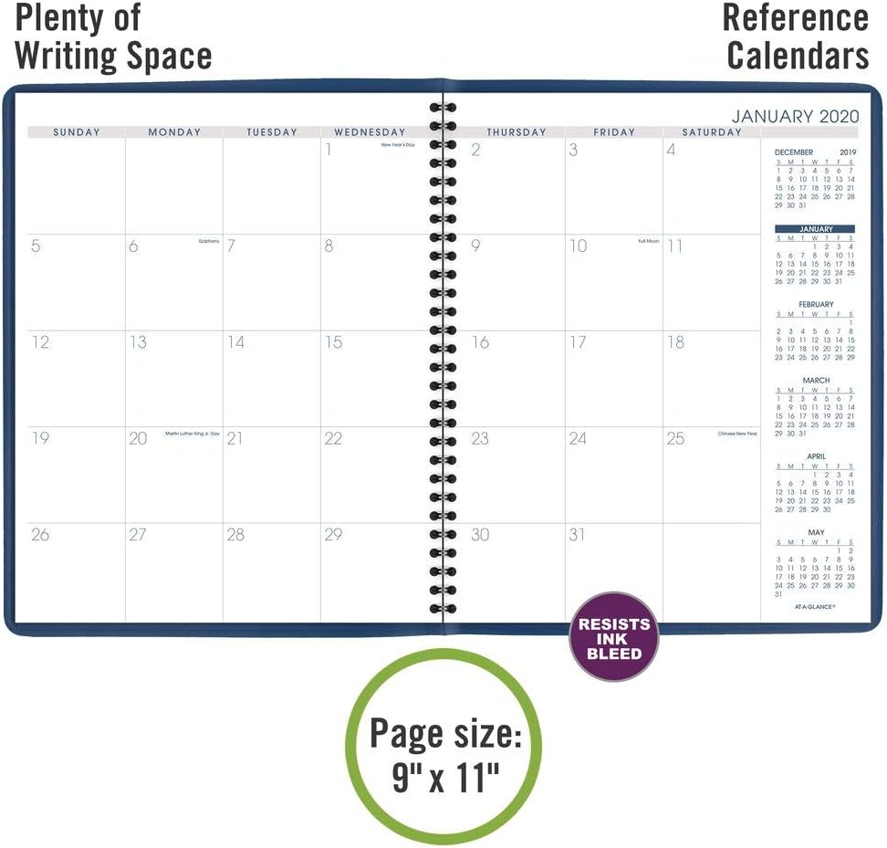 AT-A-GLANCE 2020 Monthly Planner, 9" x 11", Large, Blue (7025020) (702502020)