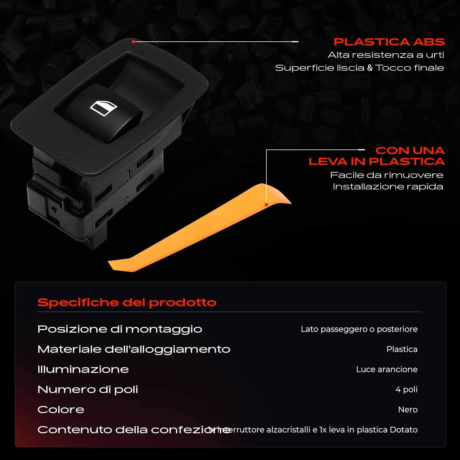 Frankberg Interruttore alzacristalli lato conducente 4-Poli Compatibile con X3 E83 Serie 5 Touring E61 Serie 5 E60 Replace# 61319113773