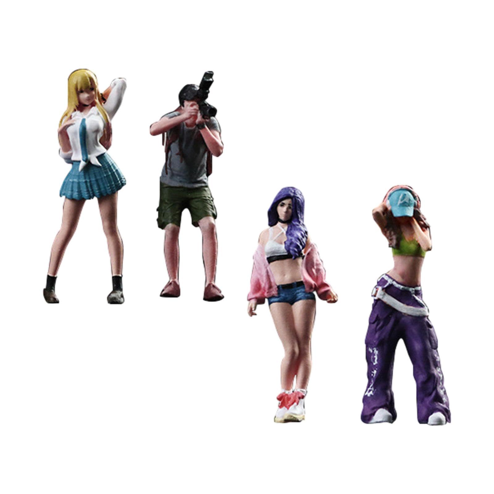 Set 4 Figurine Femminili Scala 1:64 Per Diorami | resina modellata, dettaglio fine, non cadere