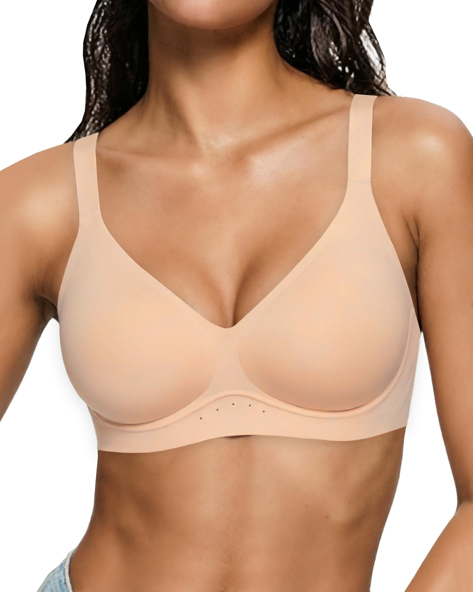 As Fairy Damen BH ohne Bügel Bequemer Nahtloser BH für Alltag und T-Shirt | Jelly Bra, Bügelloser & Seamless, Sanfter Halt, Lift & Form, Lüftungslöcher, Multiway-Träger, Gepolstert, mit Verlängerung