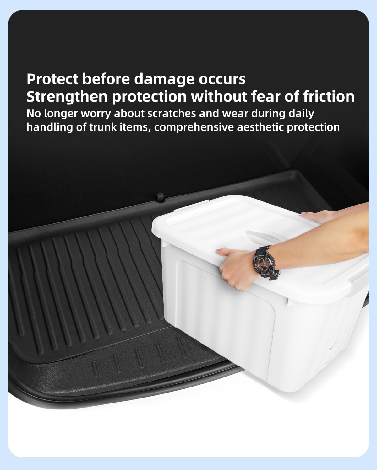 LUCKEASY for Tesla Model S 2021-2024 Rear Trunk Door Sill Strip Guard Rear Bumper Guard Door Entry Guards Tailgate Cover Trunk Bumper Protector Guard Auto Accessories TPE 1PC Black(MS-23WXBBT)