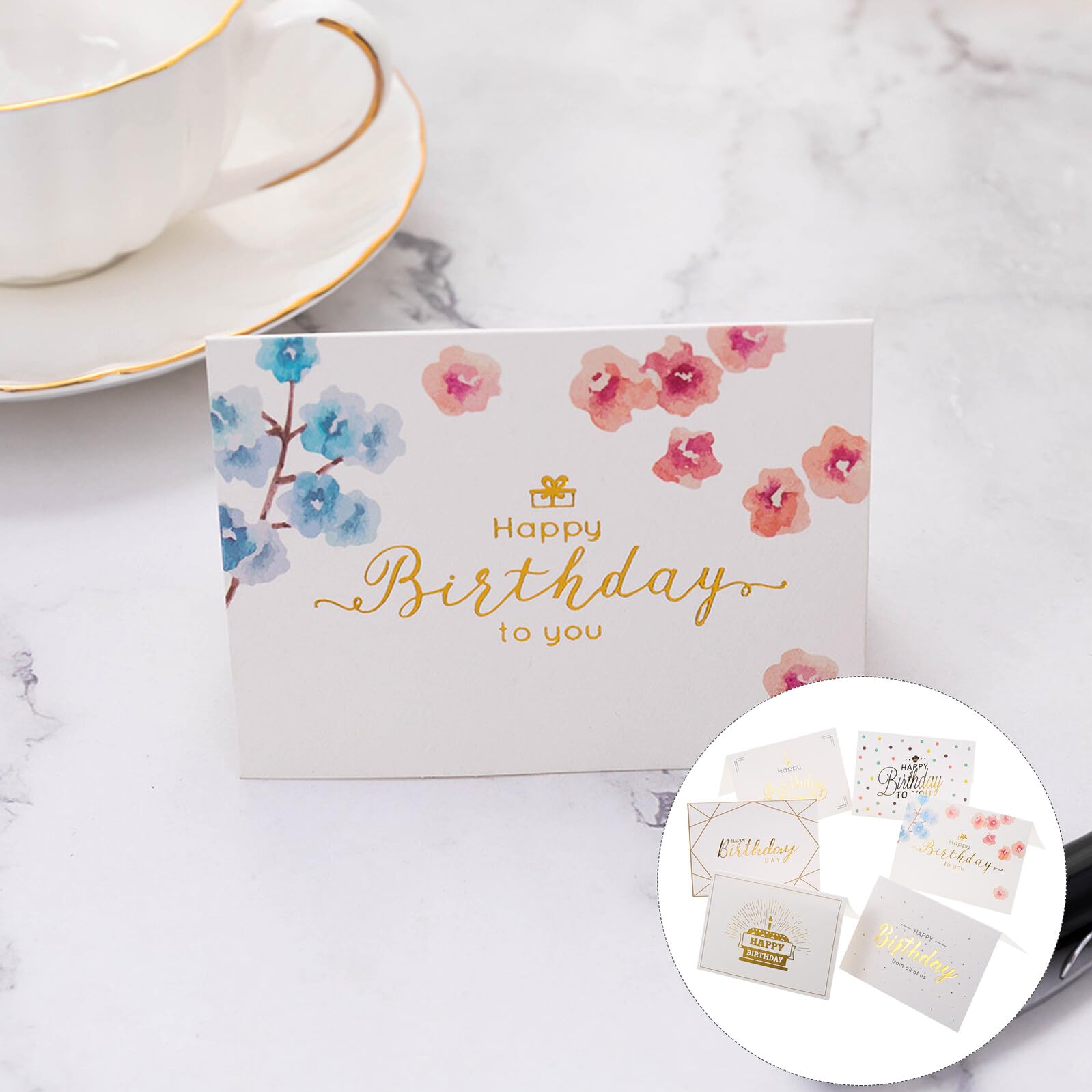 COHEALI 240 Pezzi 60 Pezzi Biglietti di Auguri di Compleanno Pieghevoli Motivi Raffinati, Carta di Buona Qualità, Assortimento per Feste di Compleanno, Regali e Ringraziamenti per Amici e